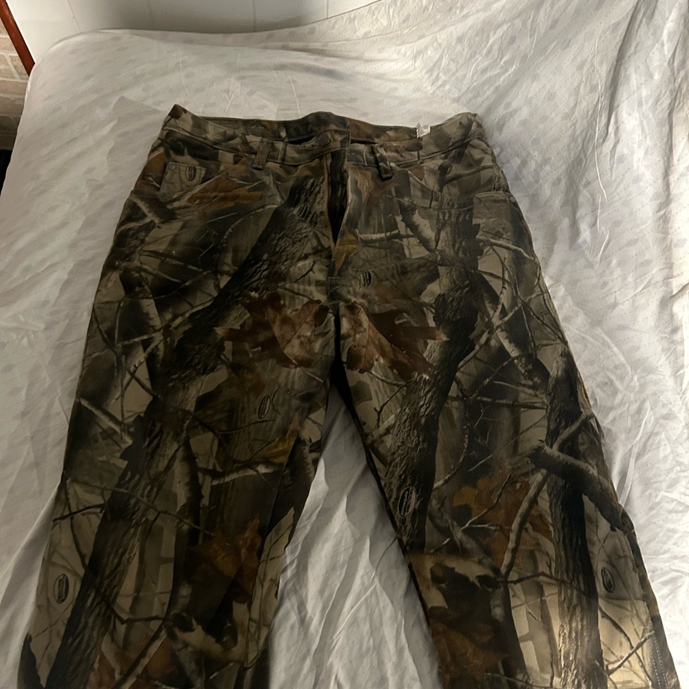 Wrangler Pro Gear Realtree Hardwoods Camo Hunting pants Mens 34x32 Fleece lined
